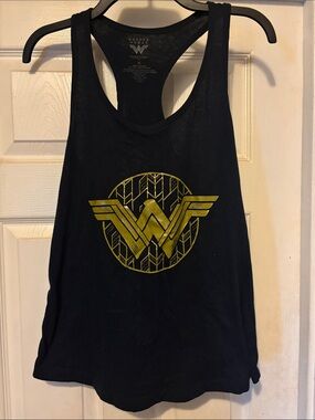 Wonder Woman Black Racerback Tank with Gold Emblem. This is a Size XL.  P/Z